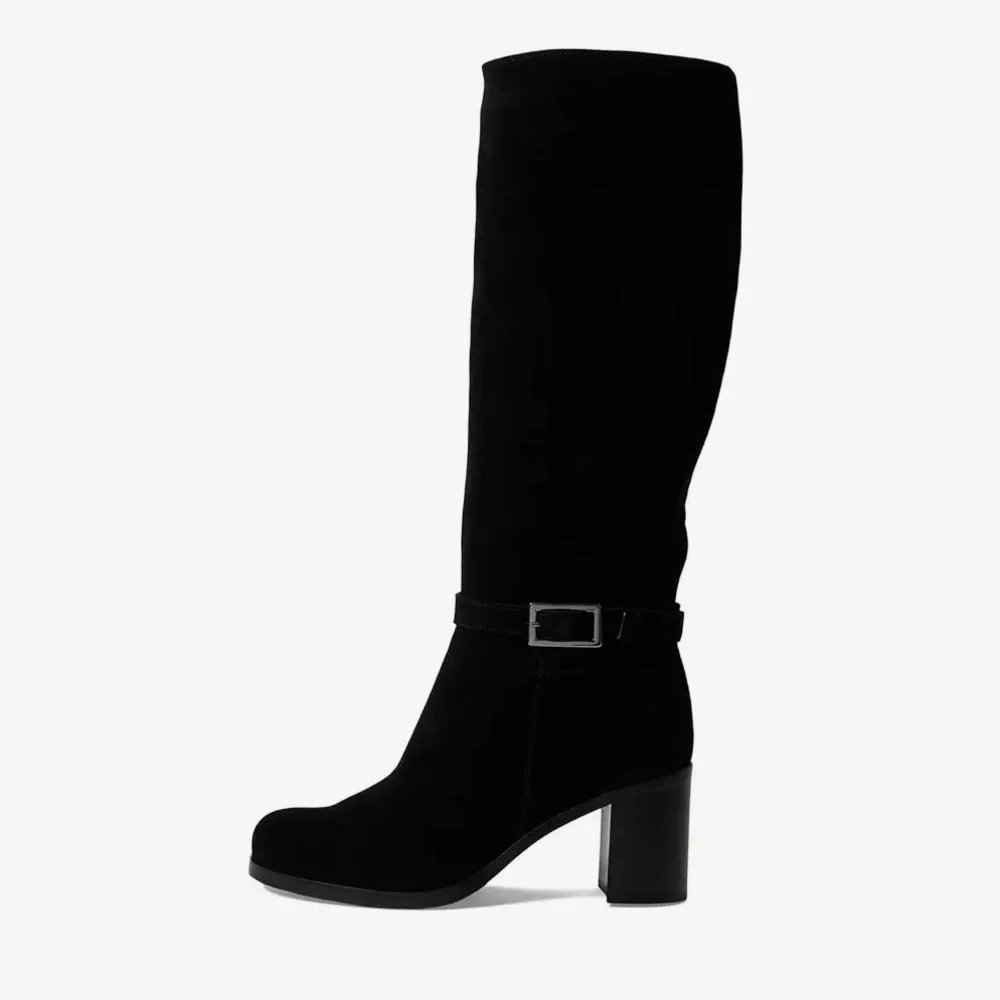 NWT La Canadienne Paul Buckled High Heel Boots, Black Size 7.5M New in Box